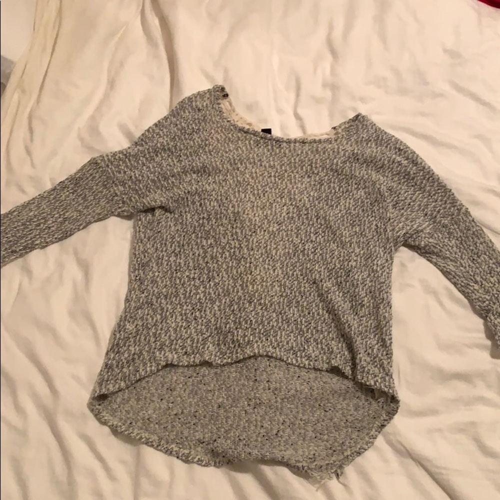 Forever 21 Heathered Grey Crochet back Sweater